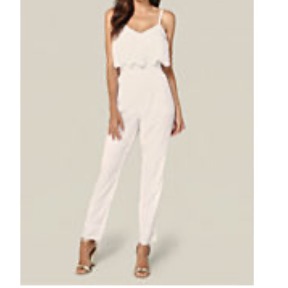 Bebe Ella Bow open tie back Jumpsuit- NWOT